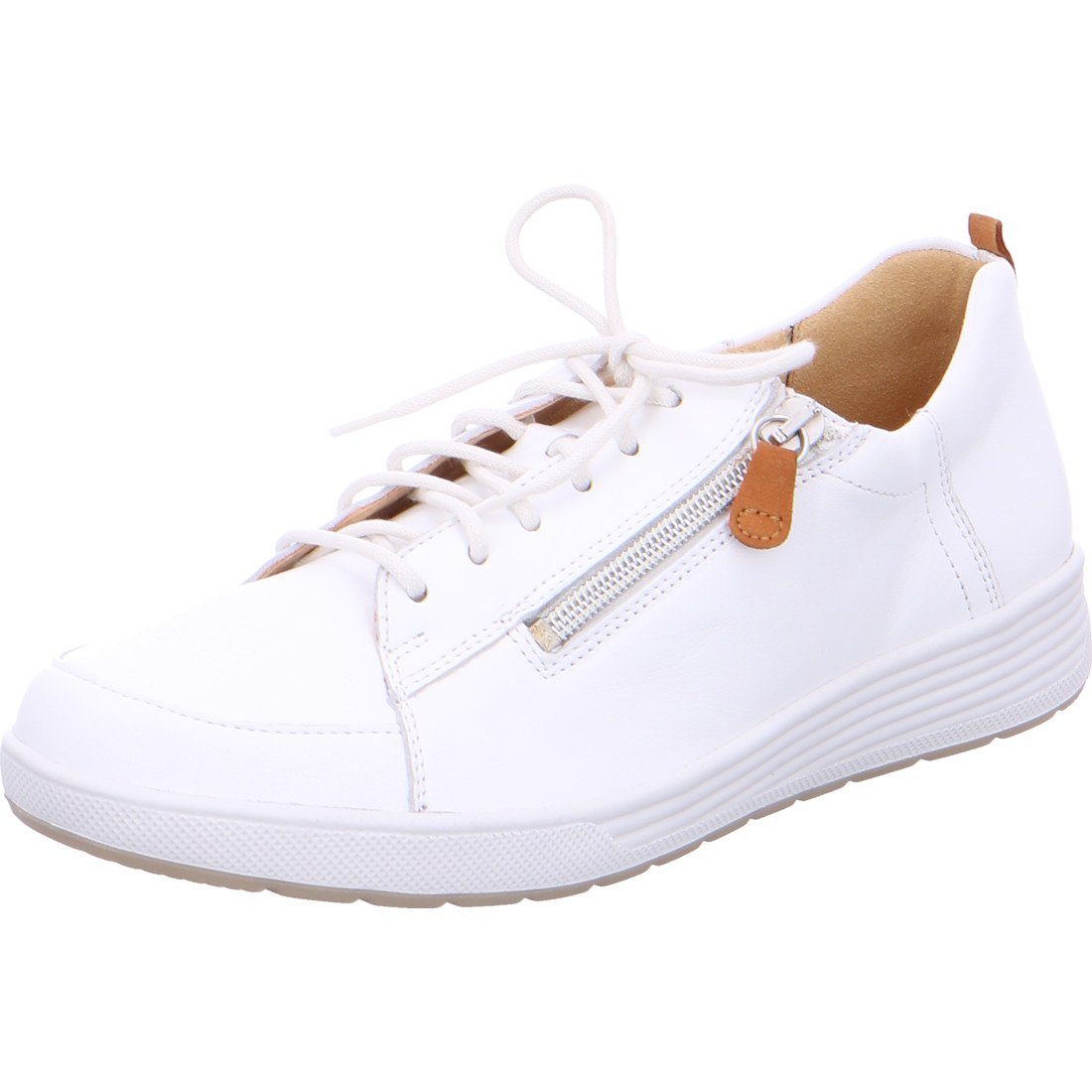 Ganter Damen Sneaker Klara - Weite K In Weiß Mit Metallic-Ferse & Sensitiv-Futter